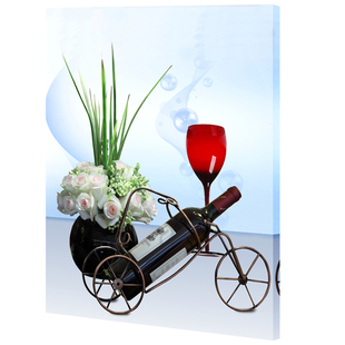 现代简约餐厅装饰画清新水果有框挂画单幅厨房饭厅墙壁画竖版酒杯