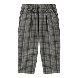 tartineetchocolat法国巧克力童装25秋季新品女童格纹休闲哈伦裤