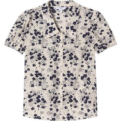 lkbennett米色素雅印花上衣2025年夏新款精致珠扣法式优雅衬衫