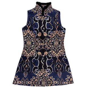 民族风女装汉服唐装女秋冬装复古中式旗袍上衣中国风马夹马甲背心