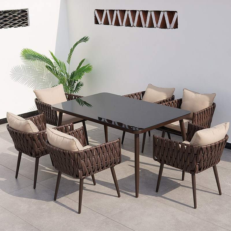 户外藤编沙发椅露台桌椅休闲咖啡厅沙发庭院桌椅防水桌椅沙发户外