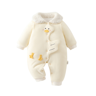 婴儿夹棉连体衣加厚保暖新生儿秋冬衣服初生儿冬爬服宝宝棉服连体