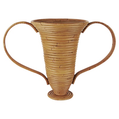 藤编花篮双耳中古风花瓶