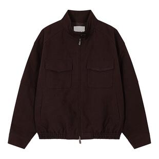 GROVE官方旗舰店女士秋季款复古老钱风夹克梭织短款外套女装