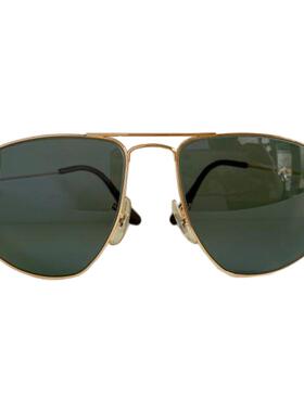 复古飞行员风金色金属绿片太阳镜