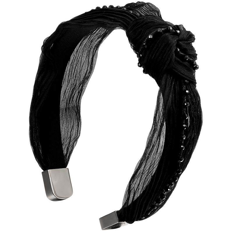 shes经典简约褶皱欧根纱发箍工艺水晶气质通勤浪漫头箍发卡发饰