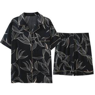 睡衣男士夏季男款冰丝薄款短袖短裤夏天丝绸家居服中年夏款春秋款