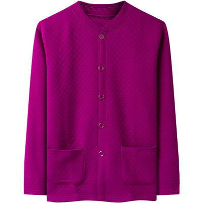 三层夹棉大码开衫纯棉女保暖内衣