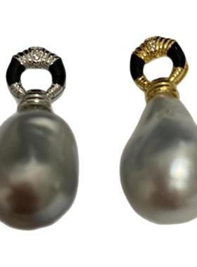 银冷光蓝血澳白大点位巴洛克吊坠皮光细腻几乎无瑕天然海水珍珠