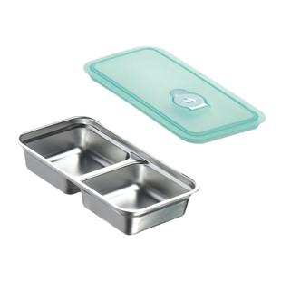 304不锈钢分格便当盒 韩式保鲜盒蘸料盒泡菜物兜户外火锅分格盘