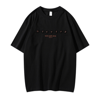 男士夏季短袖T恤男宽松字母印花男款上衣2026新款潮牌高级感痞帅