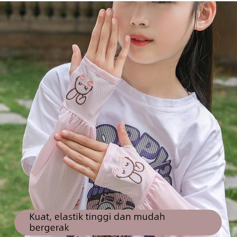 儿童防晒冰袖男童女宝宝薄款户外骑行手套冰丝透气宽松护手臂袖套