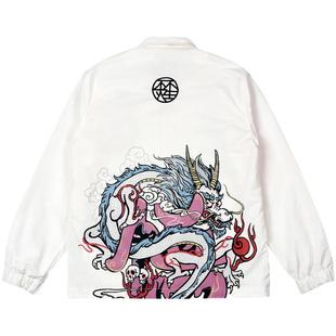 WOOKONG 悟空 春夏小白龙印花教练夹克 百搭国潮男士女工装外套