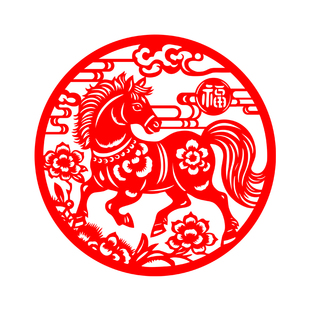 2026马年福字植绒布剪纸窗花门福墙贴橱窗贴纸新年春节元旦布置用