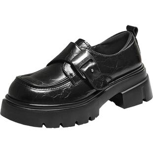 百思图2025秋季新款商场同款牛津鞋时尚学院风粗跟女单鞋BP221CM5