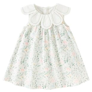 戴维贝拉女童纯棉连衣裙夏装小女孩娃娃领背心裙宝宝薄款裙子洋气