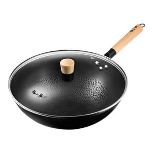 张小泉老式精铁炒锅家用锤纹圆底熟锅炒菜煤气灶无涂层天然气34cm