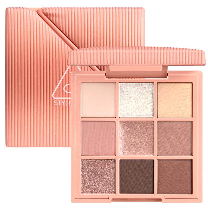 【重磅新品】3CE九色时妆盘 九宫格眼影橘棕盘黄油盘缎光粉裸米纱