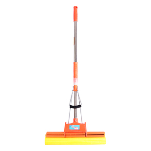 海绵拖把免手洗大号双排滚轮式不锈钢杆结实耐用家用一拖净拖地布