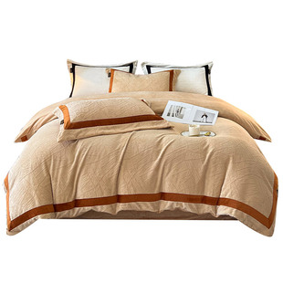 雕花牛奶绒四件套2025新款冬季加厚保暖珊瑚绒床单被套床笠款床品