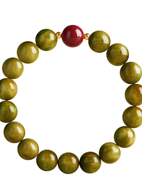 天然绿檀檀木手串朱砂珠盘玩新中