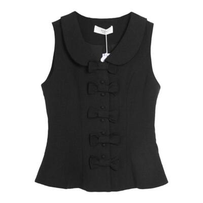 西町村屋蝴蝶结娃娃领收腰马甲女