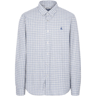 BEANPOLE滨波男士浅色格纹磨毛朝阳格简约通勤风全棉休闲长袖衬衫