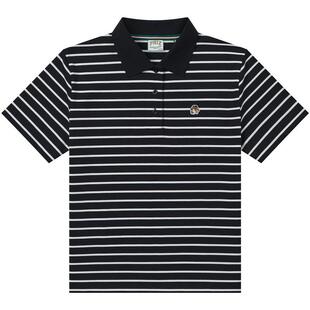 【防晒抗菌】Hazzys哈吉斯宽松短袖polo衫女士夏季条纹撞色T恤