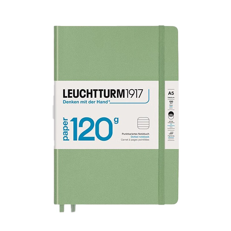 LEUCHTTURM1917德国灯塔笔记本子120g加厚无酸纸a5记事本简约学生商务皮面本硬皮办公笔记本【可印无色名字】