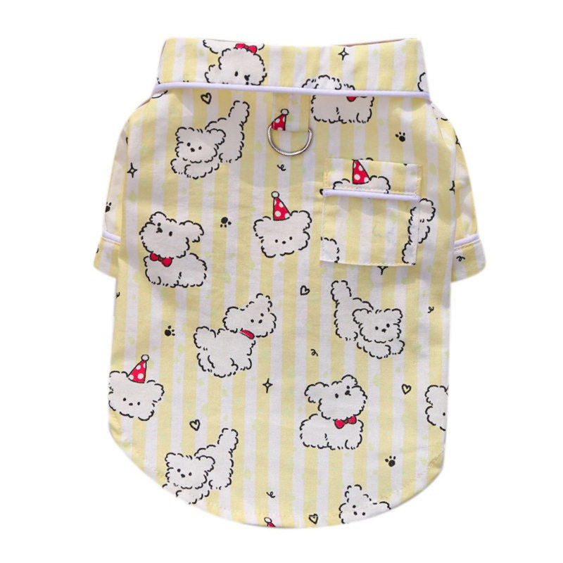 春秋薄款中小型犬卡通宠物家居服