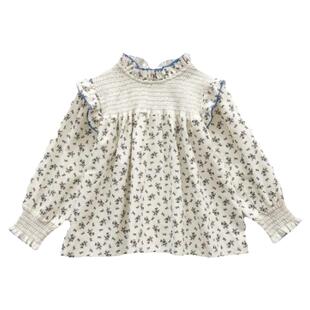 2025秋季新款韩版女童洋气碎花衬衫儿童长袖娃娃衫宝宝打底衬衣潮