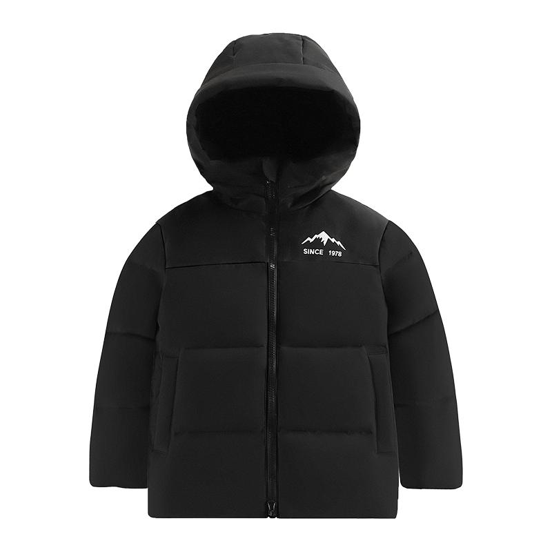 罗蒙儿童羽绒服黑色加厚男童冬装2025新款白鸭绒外套男孩洋气上衣