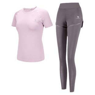 骆驼瑜伽服女款秋冬运动服套装薄款专业晨跑步衣服短袖透气健身服