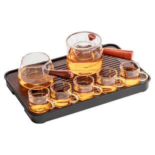 侧把茶壶玻璃茶具套装家用电陶炉煮茶器泡茶带过滤功夫茶杯泡茶器