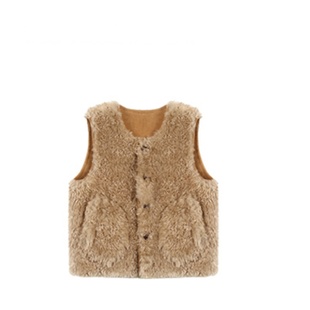 藤姐同款仿羊羔毛托斯卡纳皮毛一体环保皮草马甲外套女毛毛绒背心