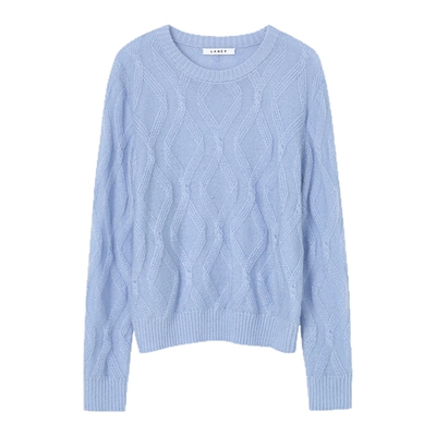LANCY/朗姿2025冬新款气质羊毛马海毛绞花针织衫女秋时尚短款毛衣