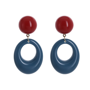 复古港风蓝色耳环女2026新款爆款高级感小众设计感夸张度假风耳钉