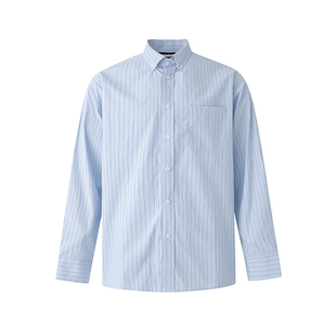 MRCYC日系条纹长袖衬衫男士秋季宽松休闲衬衣韩系通勤老钱风穿搭