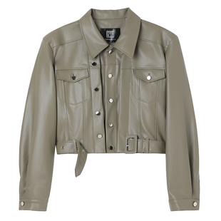 PAPERLLL辛间春季酷帅小众设计款时髦机车风夹克半身裙皮衣套装女