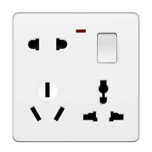 公牛86型一开八孔插座FSL二三三墙壁面板奇胜10A16A名顶多用插座