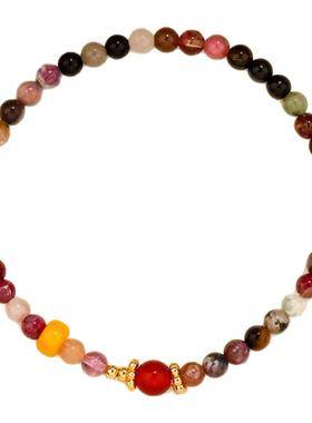 彩虹碧玺串珠玛瑙手链水晶手串