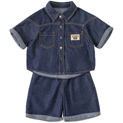 男童秋装套装女童牛仔套装新款