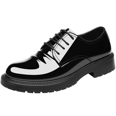 KJ内增高橡胶英伦牛皮男皮鞋亮面