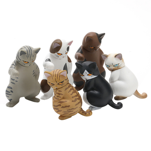 社会猫咪桌面小摆件装饰品抽象搞怪小玩意八嘎猫动物手办玩具扭蛋