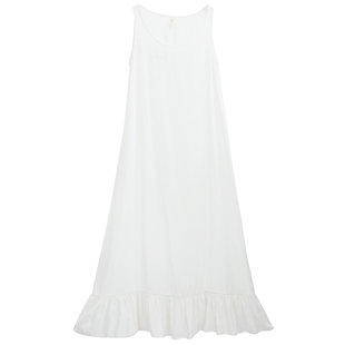 忆旧文艺无袖长裙2025春夏季新款吊带内搭打底裙白色显瘦连衣裙女