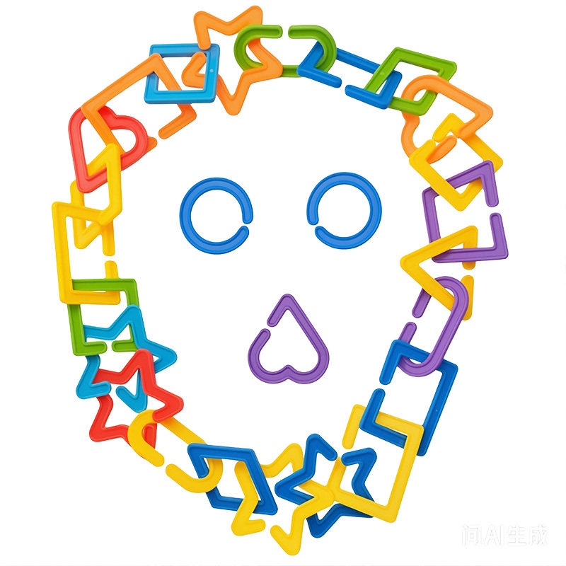 儿童链条扣环几何形状认知积木