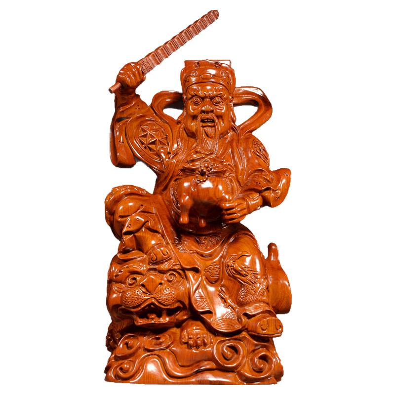 赵公明财神爷供奉风水红木雕刻