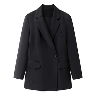 艾诺丝国内代购2026春季新款黑色修身显瘦一粒扣西装外套BR131108
