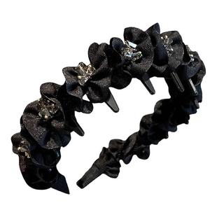 高级感黑色发箍女2025新款褶皱高颅顶头箍巴黎王妃带齿波浪发卡