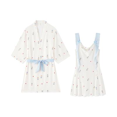 BE泰迪熊印花冰丝女睡裙纯欲吊带